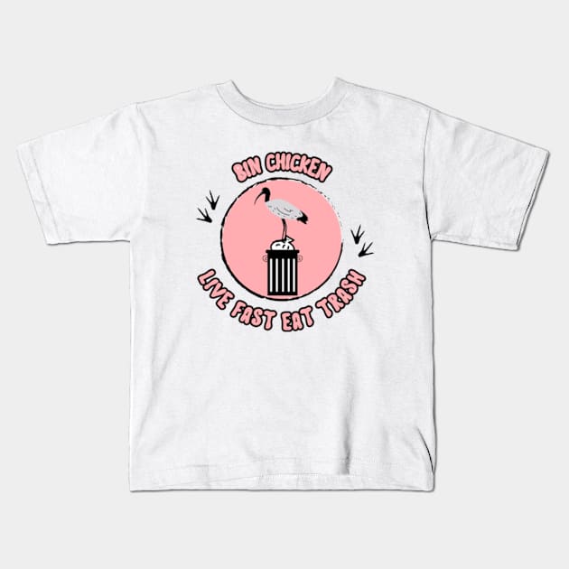 Live Fast Eat Trash | Aussie Bin Chicken Kids T-Shirt by WebStarCreative